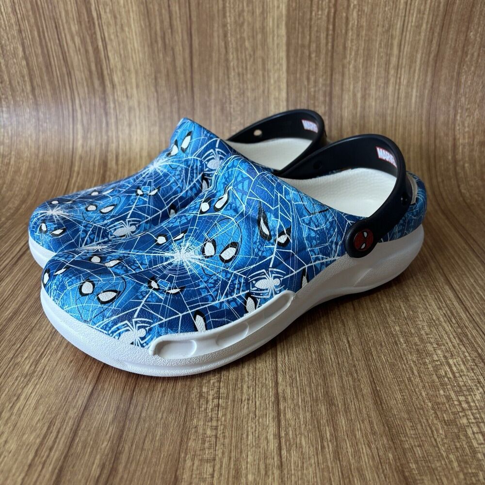 Crocs Spider-Man Bistro Clog Discontinued Slip Resistant Blue Graphic Men 9 W11 - Picture 4 of 9